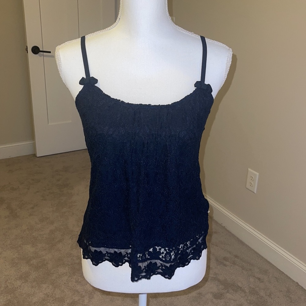 Navy Hollister tank top with lace detail